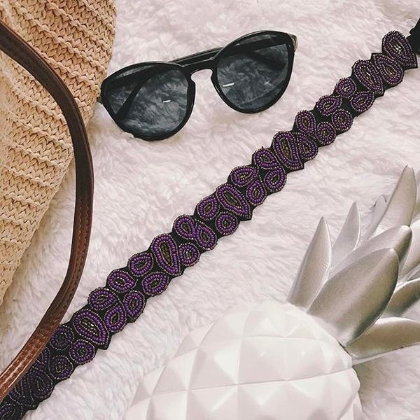 Purple black and white headband