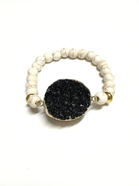 Druzy Stone Beaded Bracelet - Infinity Headbands by Ambrosia Designs