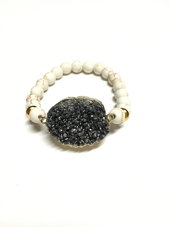 Druzy Stone Beaded Bracelet - Infinity Headbands by Ambrosia Designs