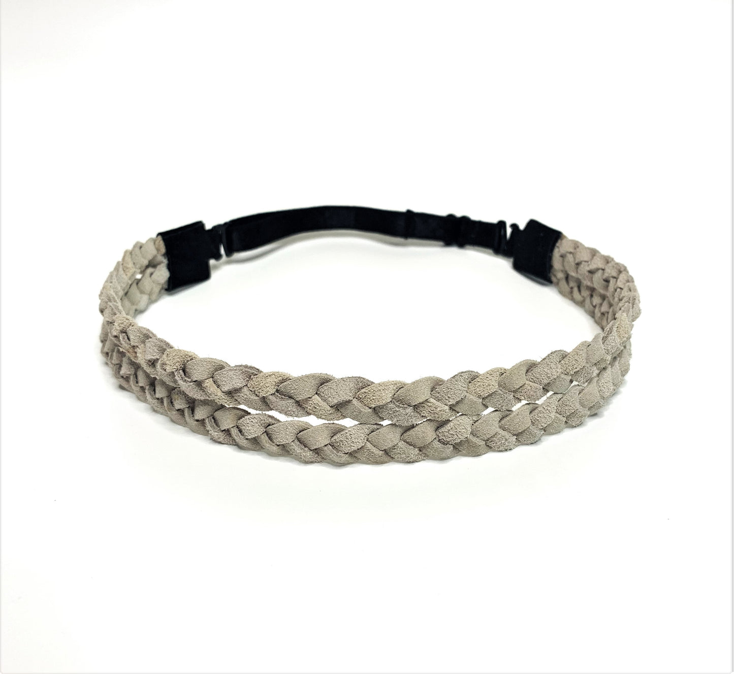 Double Braided Leather Hat Band - Ivory