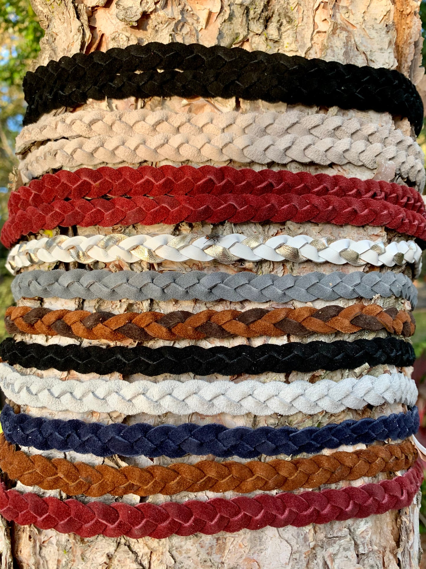 Double Braided Leather Hat Band - Ivory