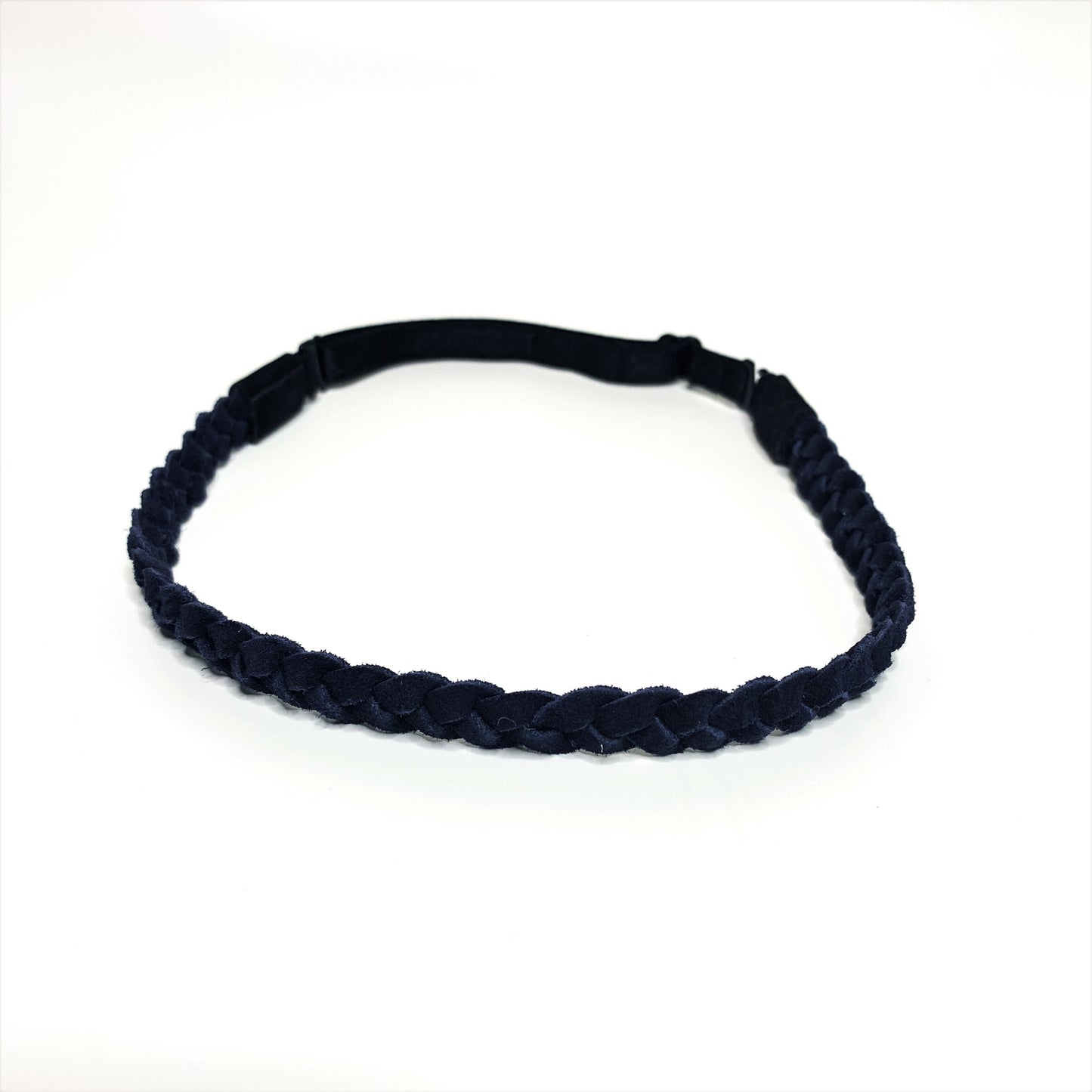 Navy Blue Braided Leather Headband