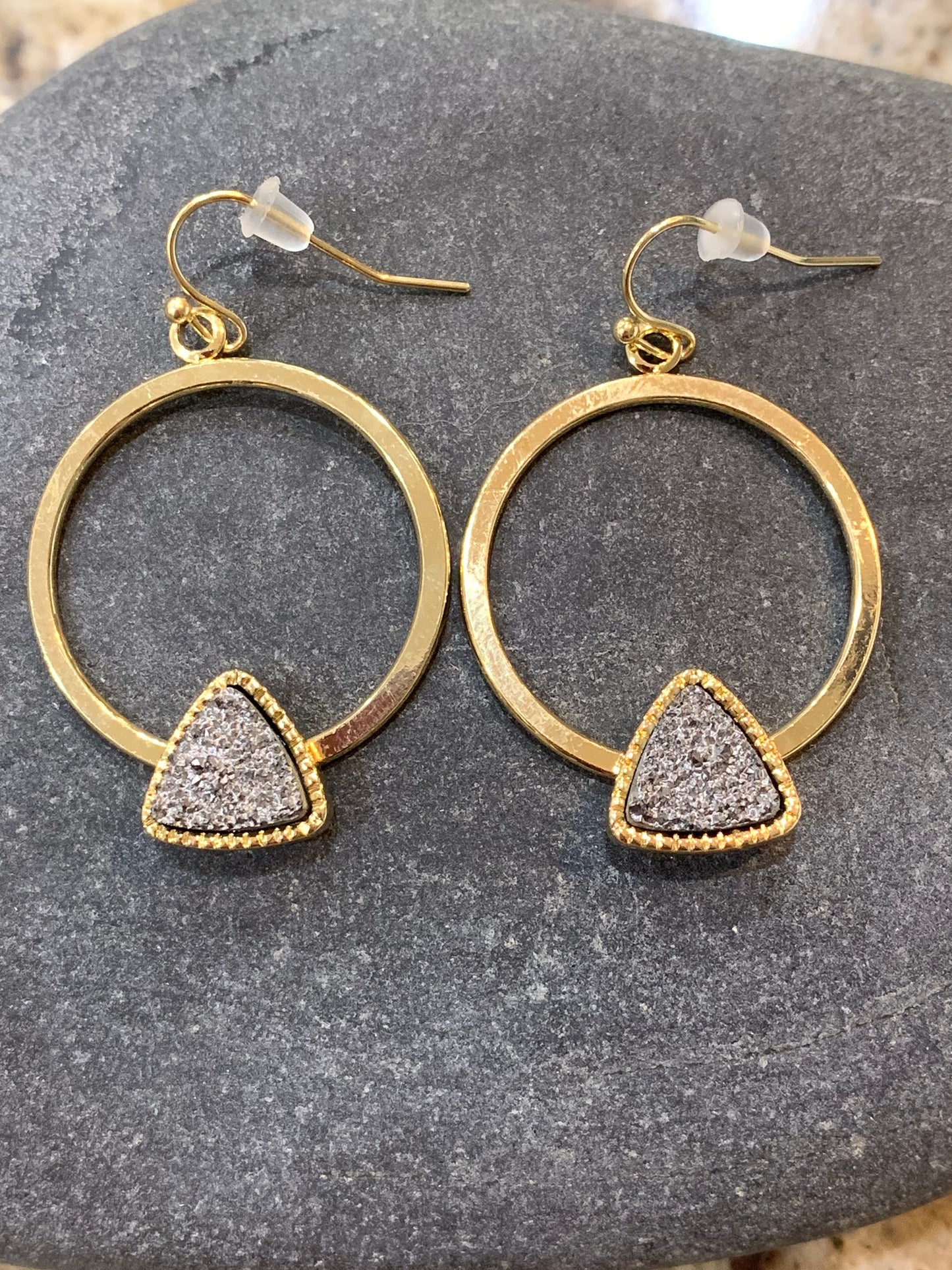 Silver druzy earrings