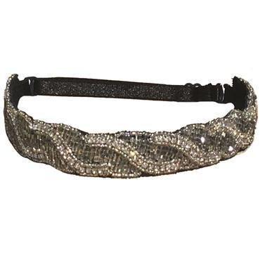 adjustable silver headband, adjustable crystal beaded headband