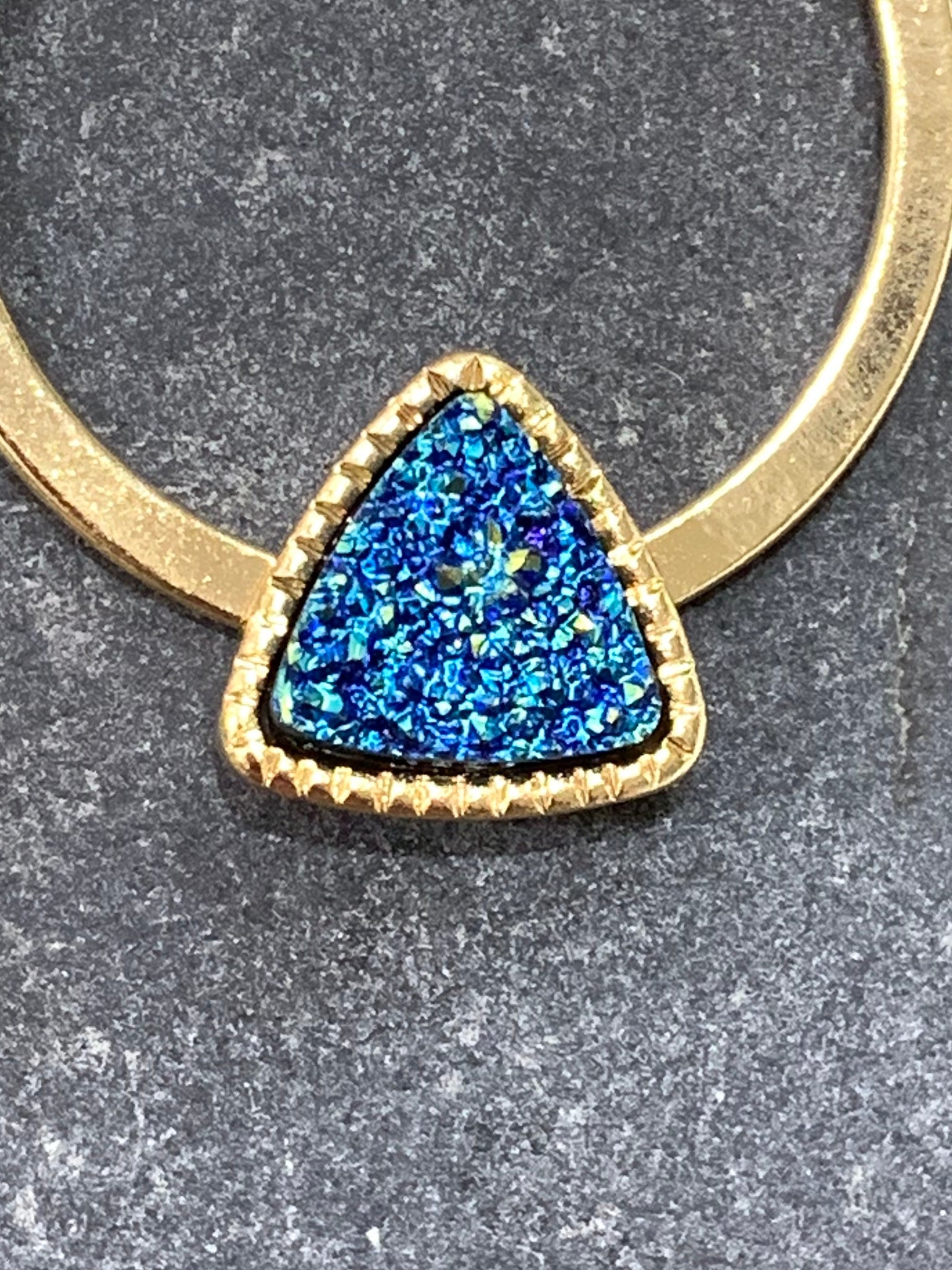 Princess blue druzy earring