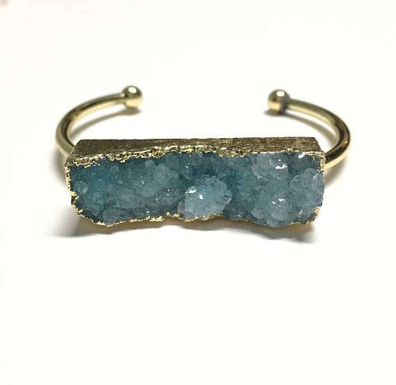 Colored Quartz Druzy Cuff Bracelet - Infinity Headbands by Ambrosia Designs