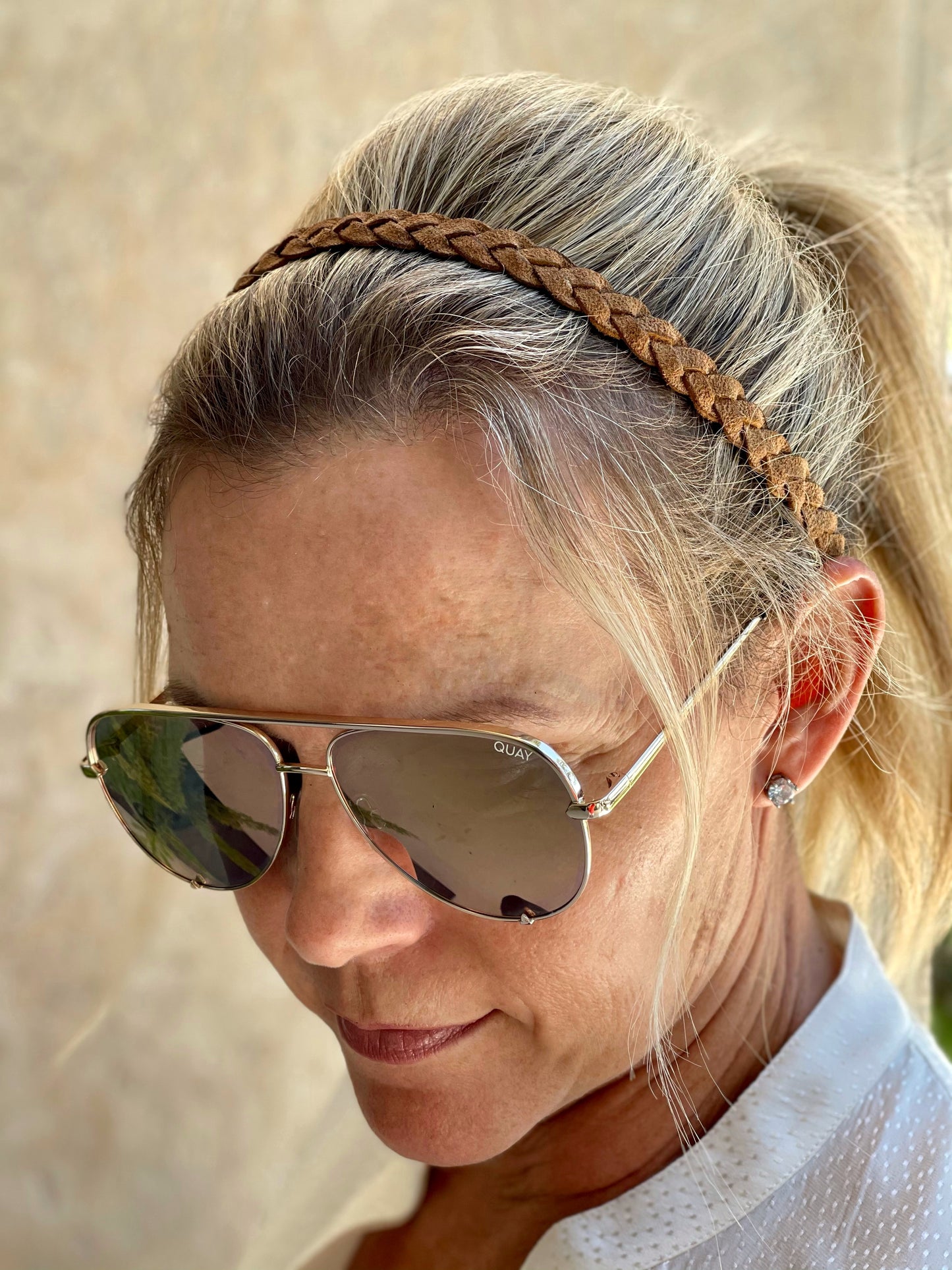 Braided Brown Leather Headband