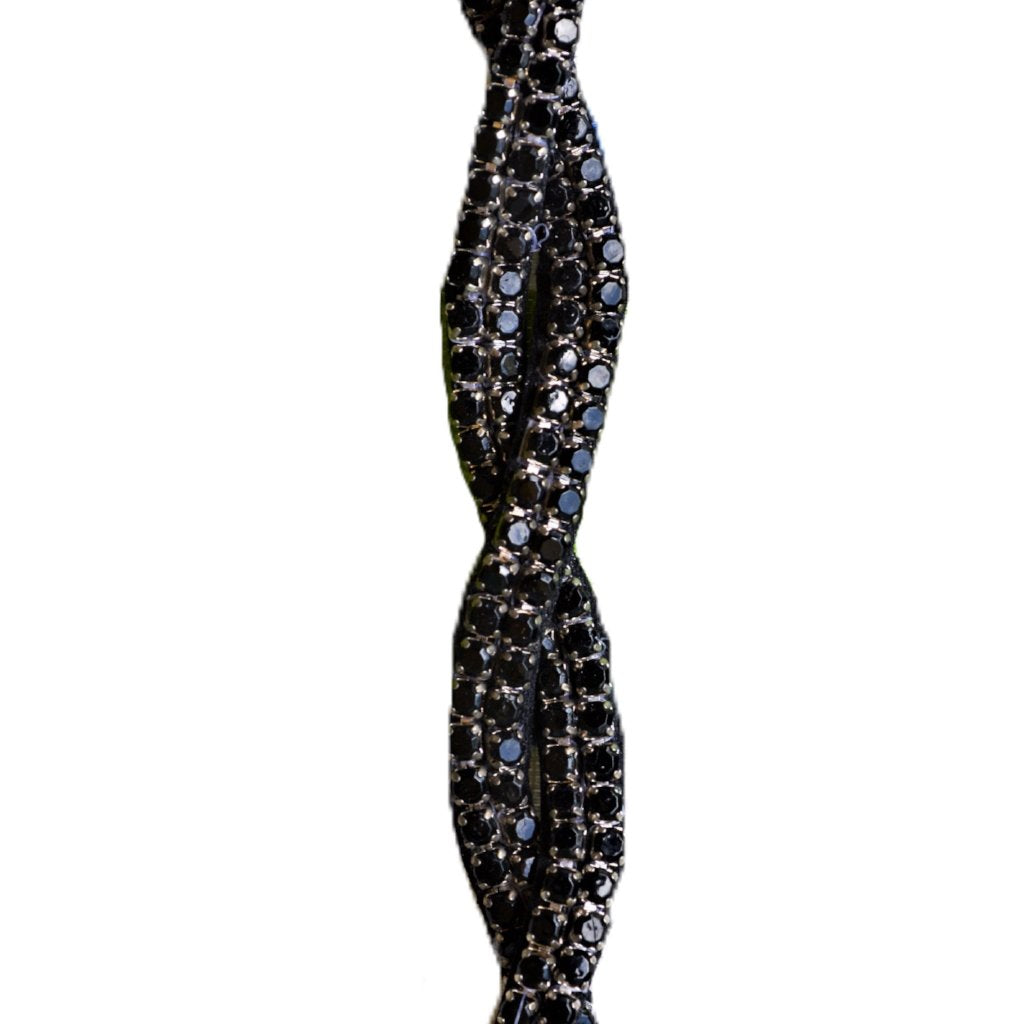 Black crystal thin beaded hat band