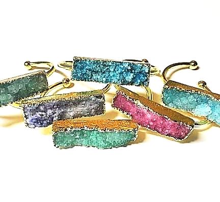 Colored Quartz Druzy Cuff Bracelet - Infinity Headbands by Ambrosia Designs