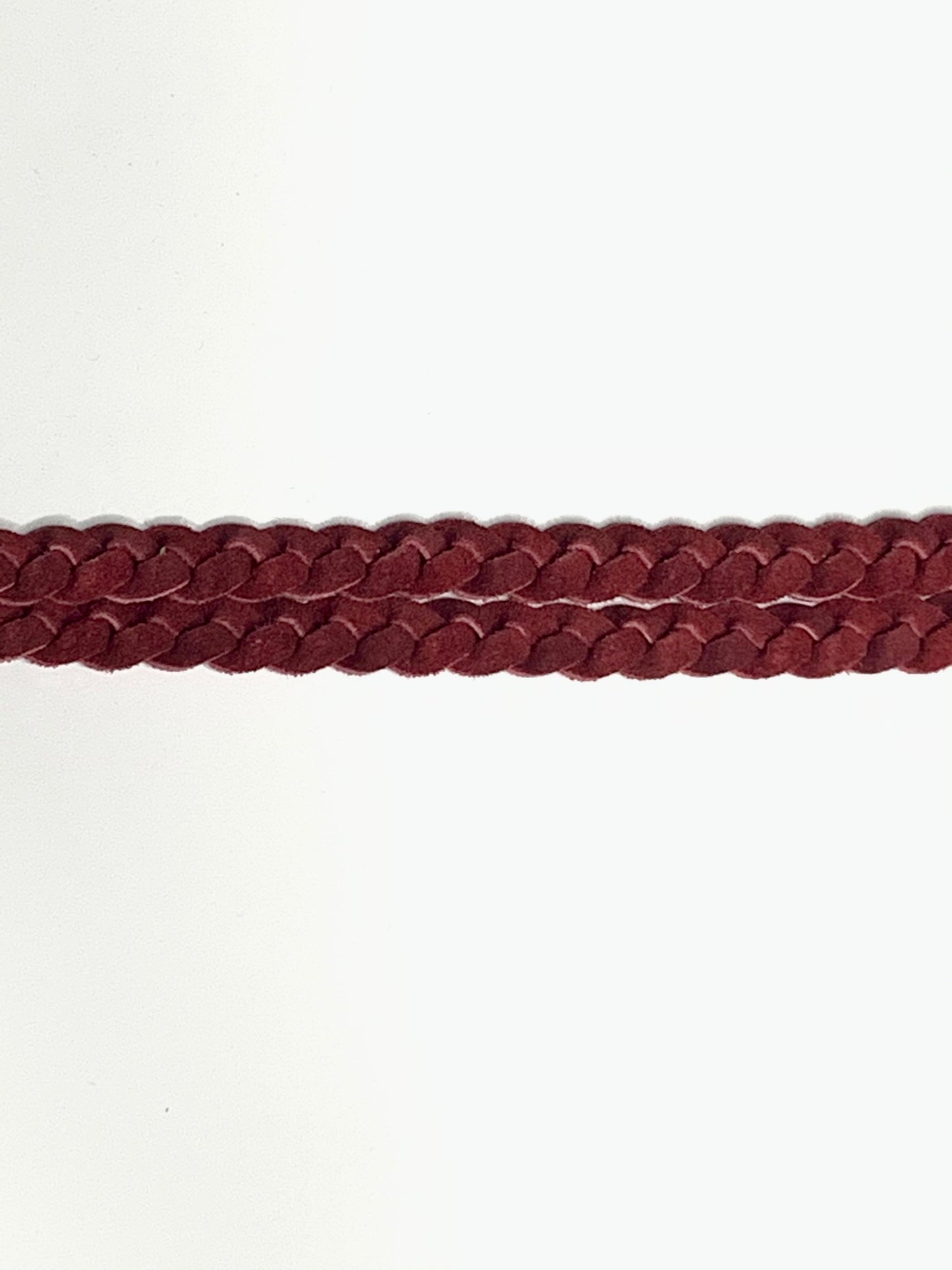 Double Braided Leather Hat Band - Burgundy Red