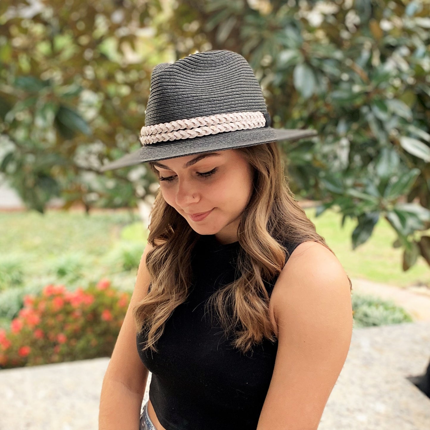 Double Braided Leather Hat Band - Ivory