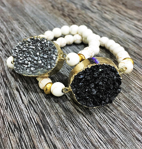 Druzy Stone Beaded Bracelet - Infinity Headbands by Ambrosia Designs