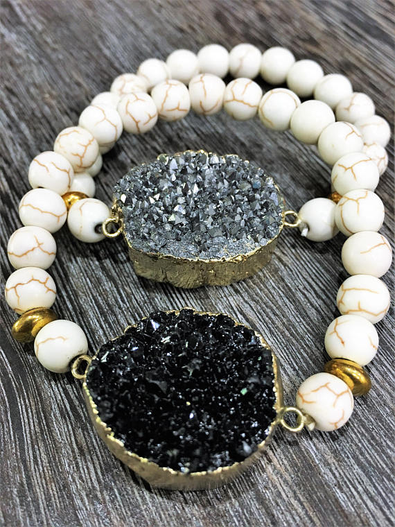 Druzy Stone Beaded Bracelet - Infinity Headbands by Ambrosia Designs