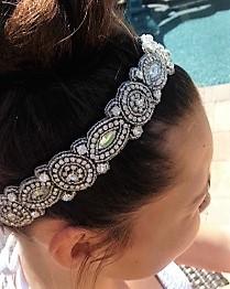 gemstone beaded headband with crystals and rhinestones