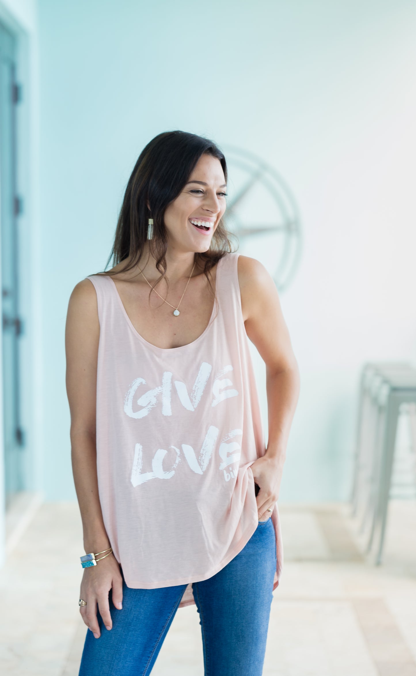Give Love Pink Tank T-Shirt