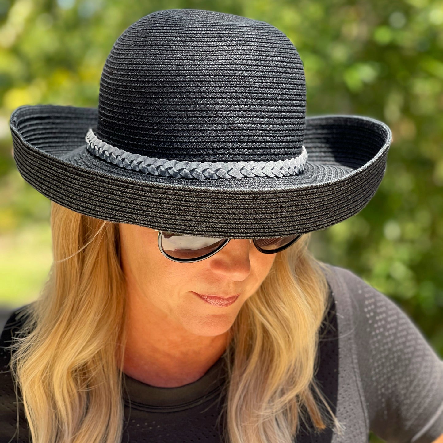 Gray Leather Hat Band