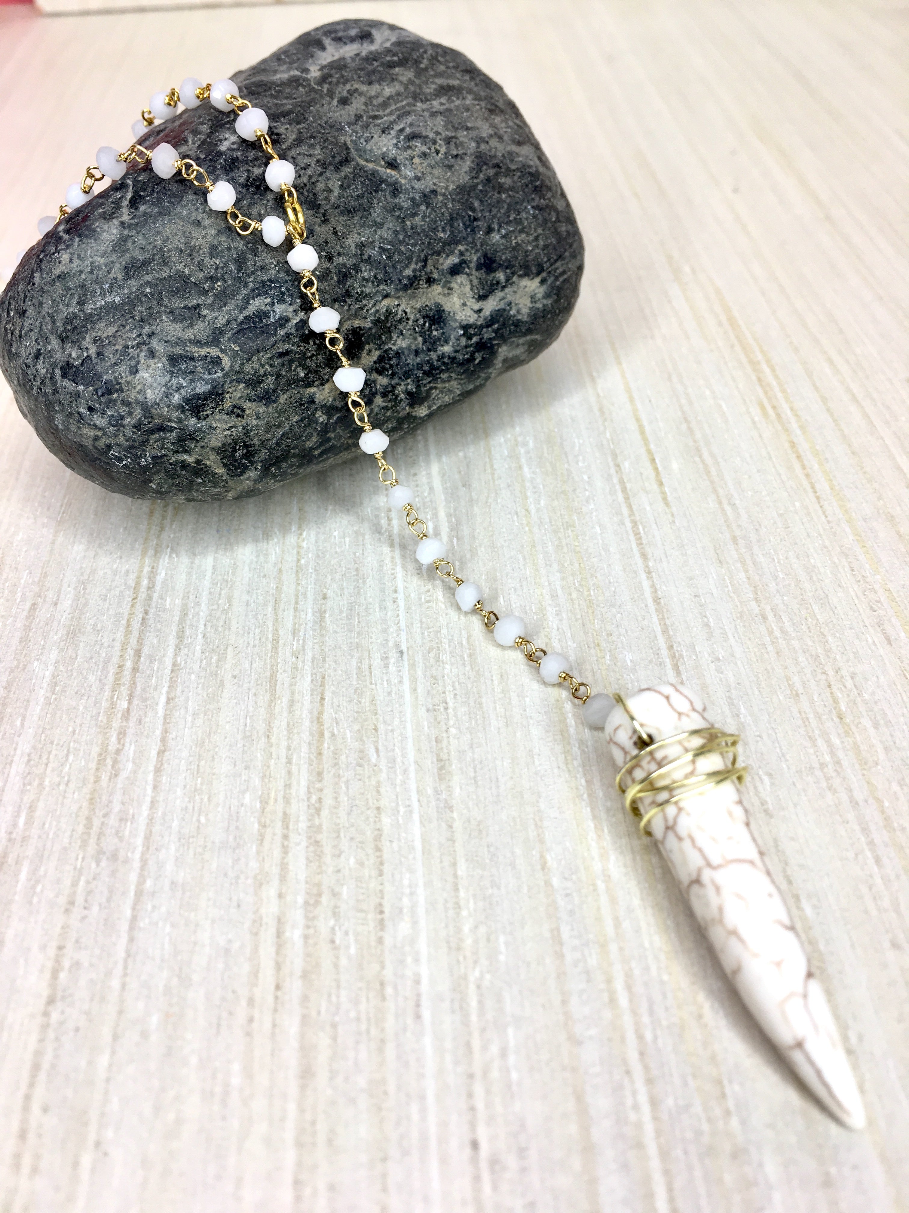 Howlite & Polished Crystal Quartz Necklace