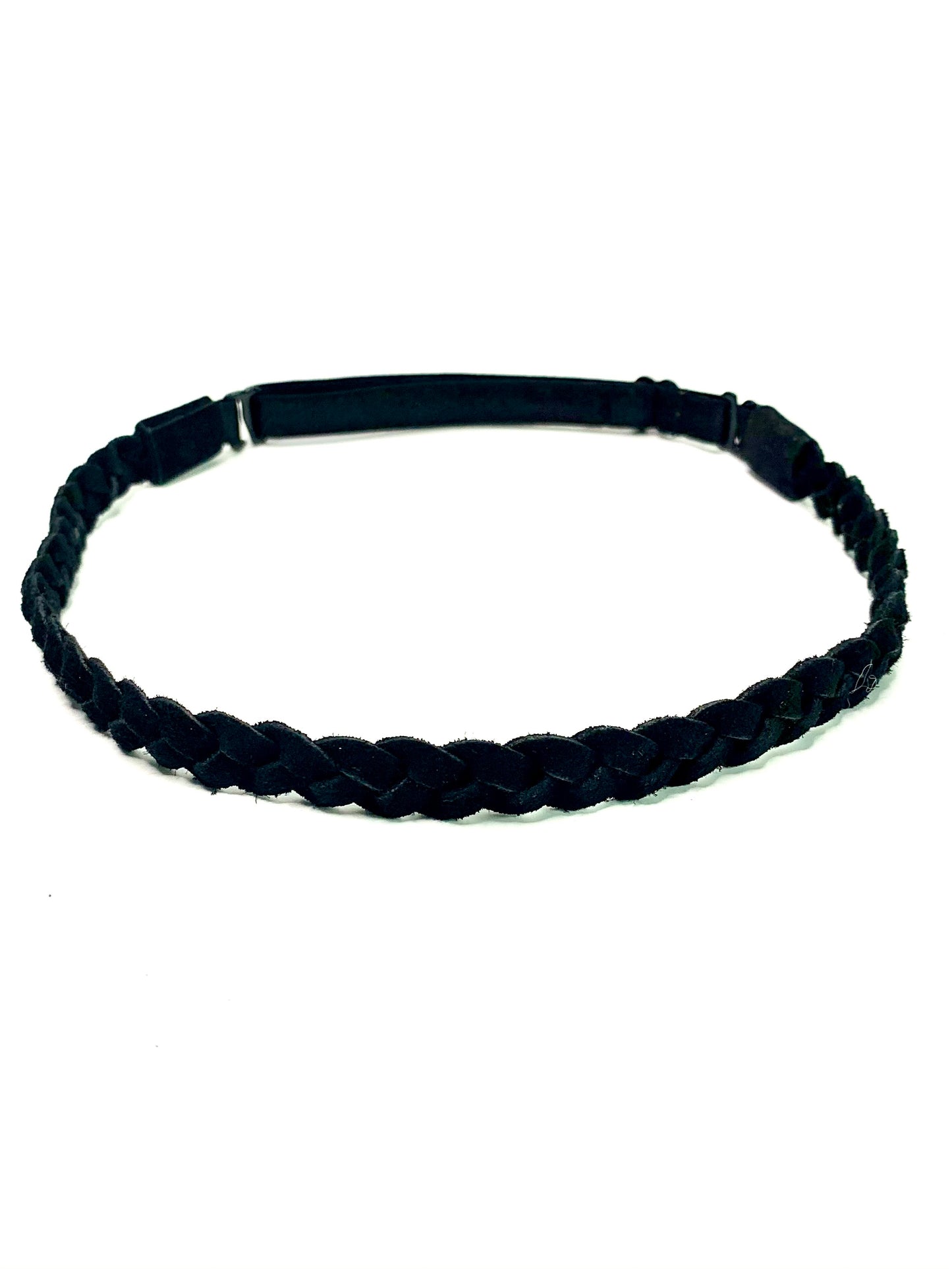 Braided Black Leather Headband