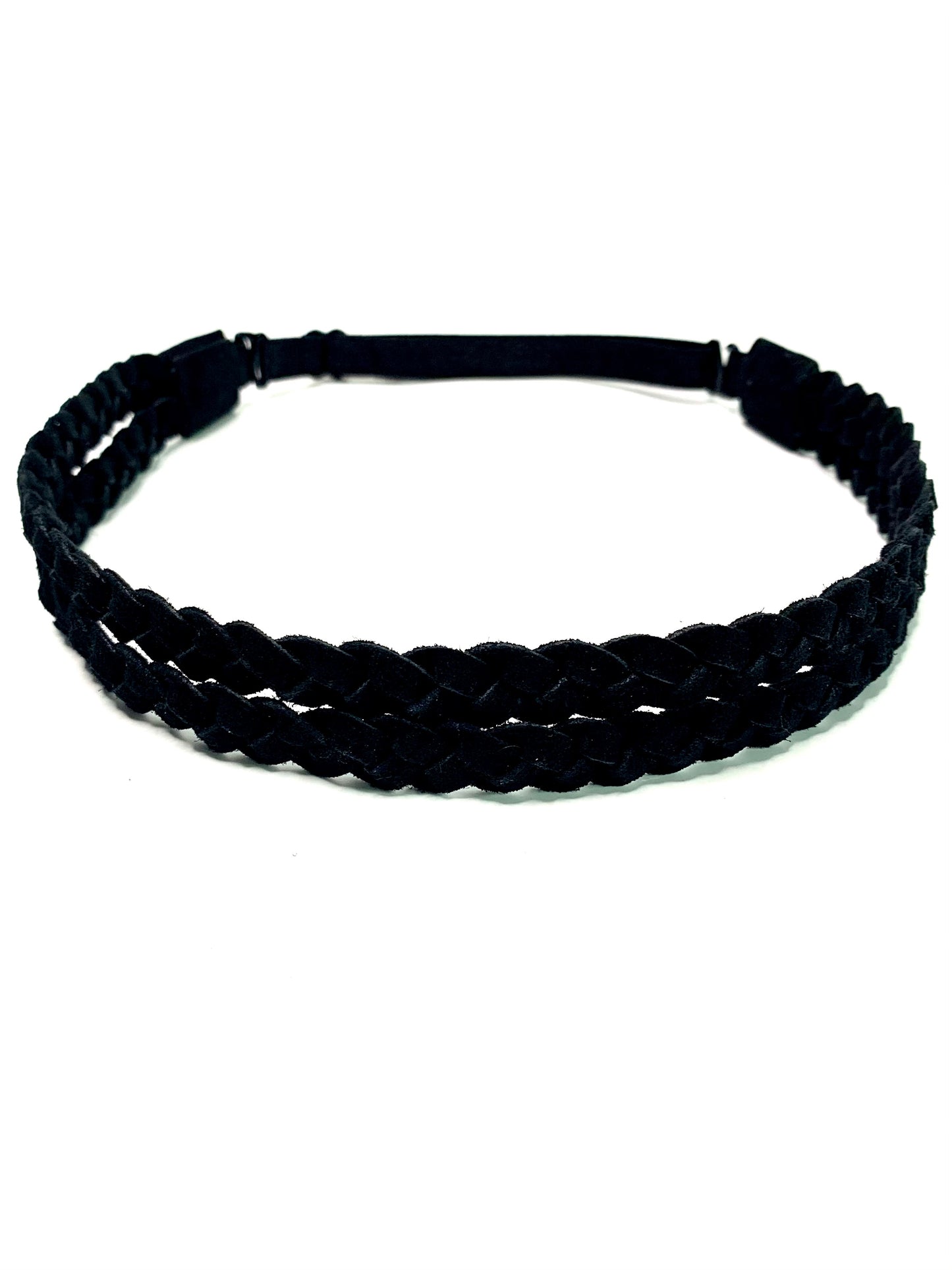 Double Braided Black Leather Hat Band