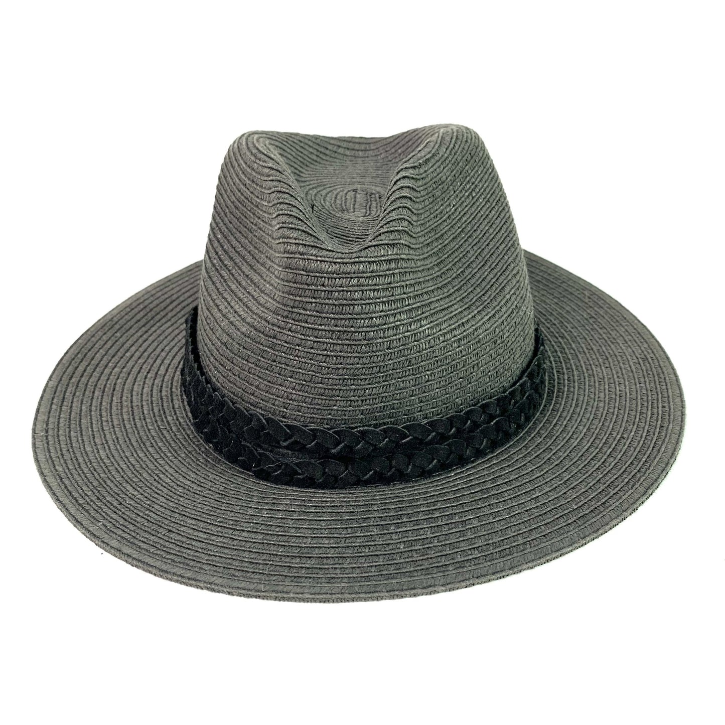 Double Braided Black Leather Hat Band