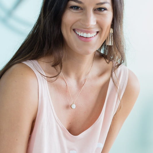 white druzy pendant necklace