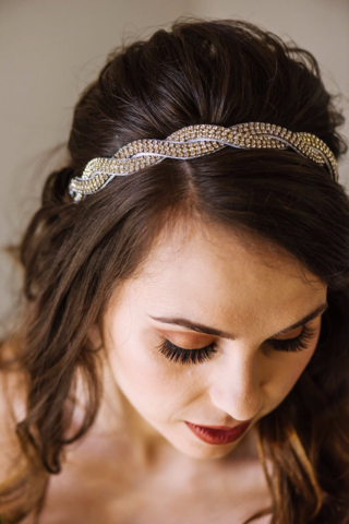 silver beaded twisted headband