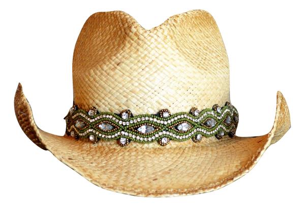 Peighton Olive Green Beaded Cowboy Hat Band 