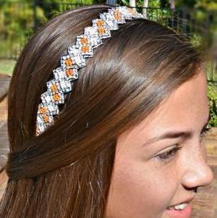 Natalie Beaded Headband - Orange and White headband