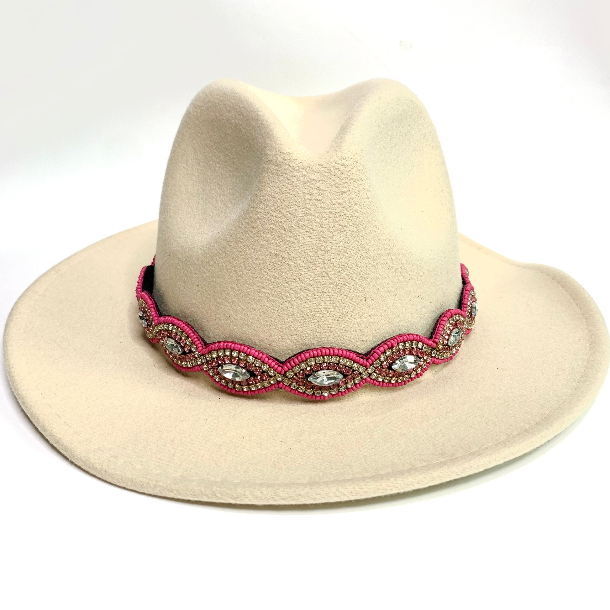 bright pink, Barbie pink beaded headband