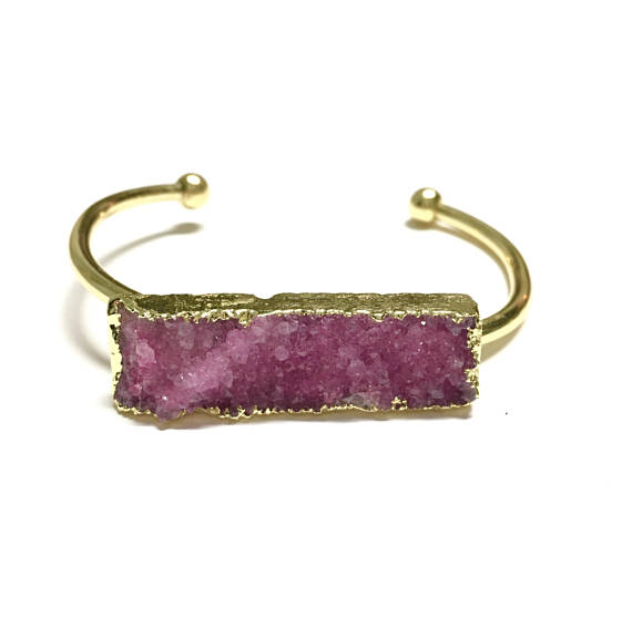 Colored Quartz Druzy Cuff Bracelet - Infinity Headbands by Ambrosia Designs