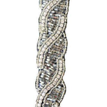 silver crystal beaded hat band