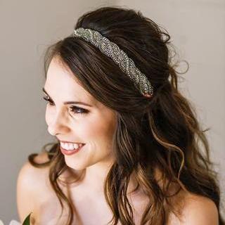 Taylor Bridal Headband - silver beaded headband
