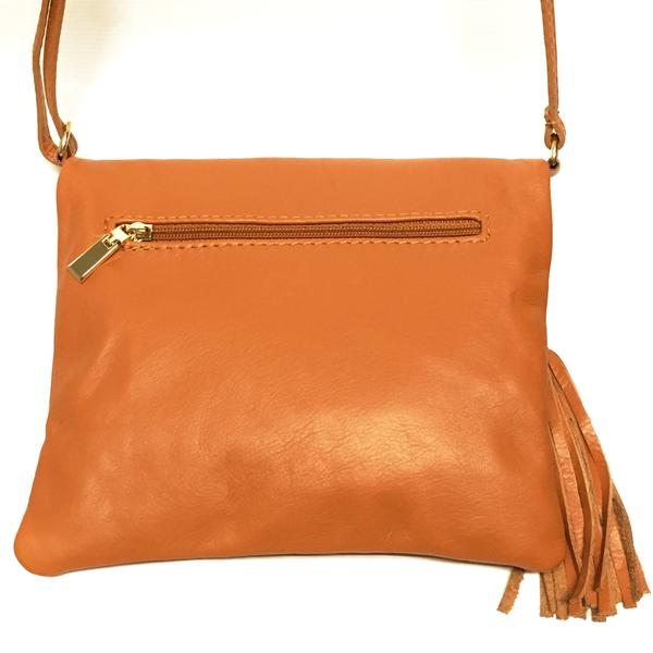 Tan Italian Leather Purse with outside zip pocket