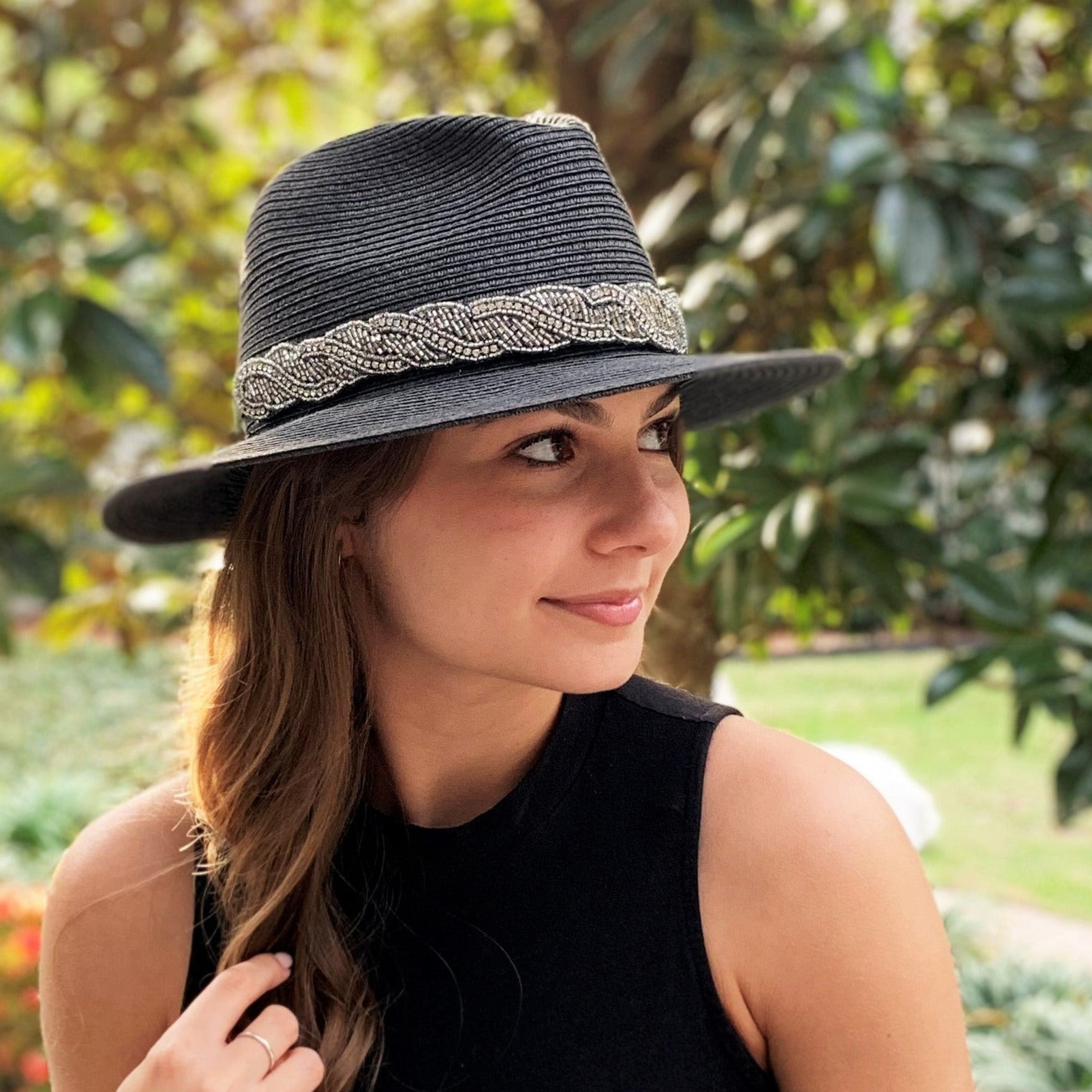 Taylor Hat Band | Silver Hat Band | Adjustable Hat Bands Black