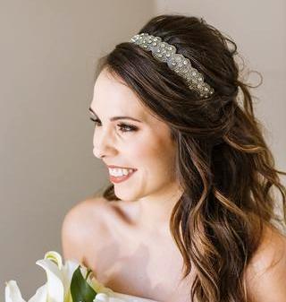 rhinestone and crystal hand beaded headband