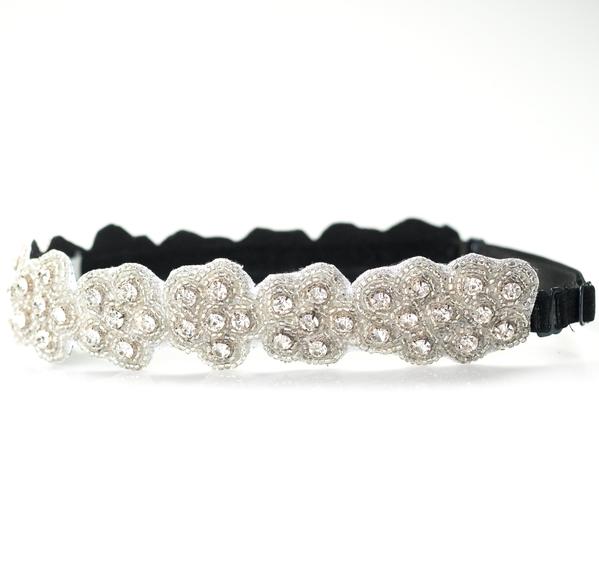 Silver beaded hat band with adjustable strap
