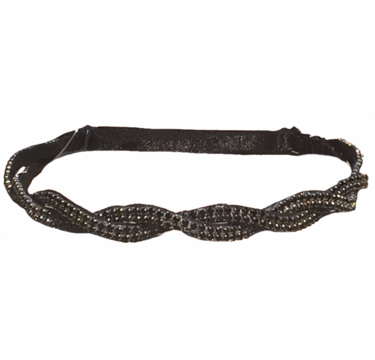 black adjustable headband hand beaded