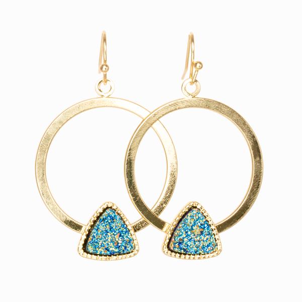 Ana Gold Hoop and Druzy Stone Earrings