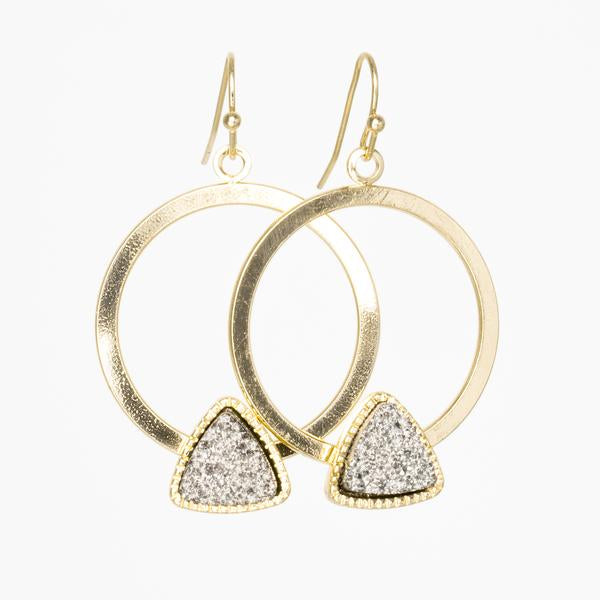 Ana Gold Hoop and Druzy Stone Earrings