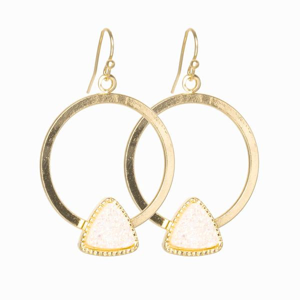 Ana Gold Hoop and Druzy Stone Earrings