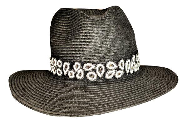 Black and white paisley hat band for sun hats