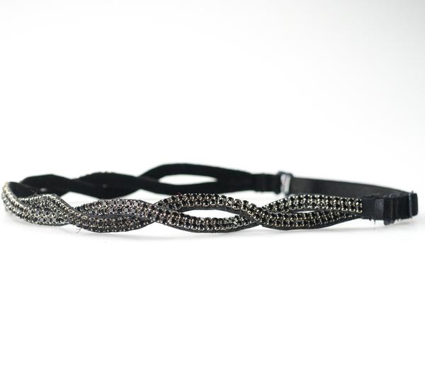 adjustable black beaded headband