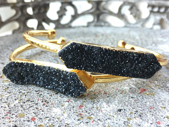 Gold Druzy Cuff Bracelet - Infinity Headbands by Ambrosia Designs