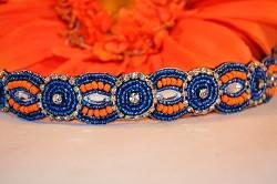 blue and orange band with crystals