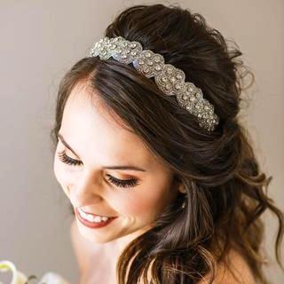 Savannah Bridal Headband - crystal headband with adjustable strap