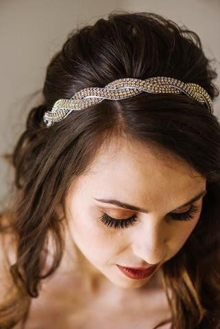 elegant crystal hand beaded headband