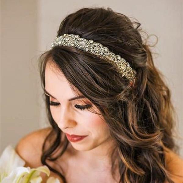 Emily Beaded Bridal Headband - Crystal headband for brides