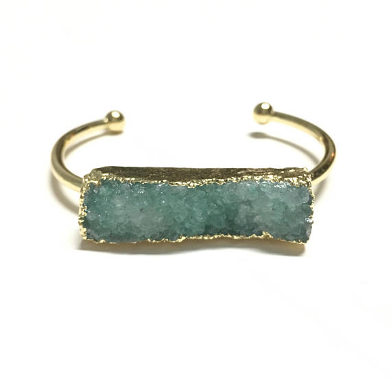 Colored Quartz Druzy Cuff Bracelet - Infinity Headbands by Ambrosia Designs