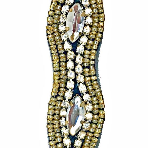 hand beaded gold and crystal beads