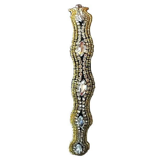 Gold and Crystal beaded Hat Band